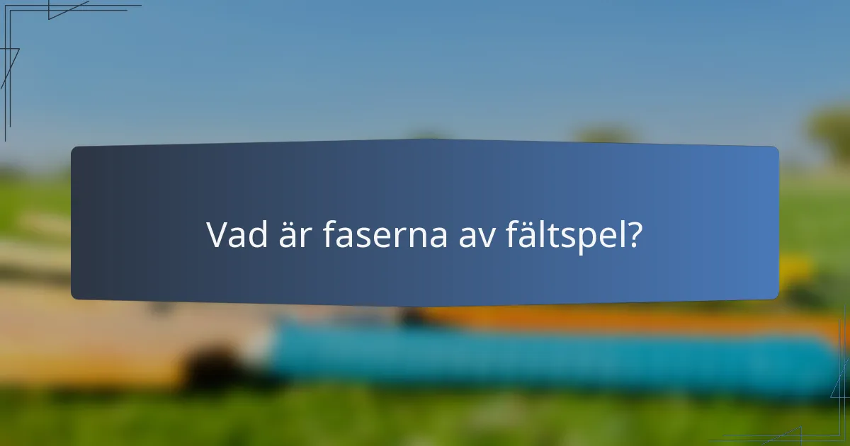 Vad är faserna av fältspel?